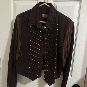 Double D Ranch Charcoal Jacket with Fringe